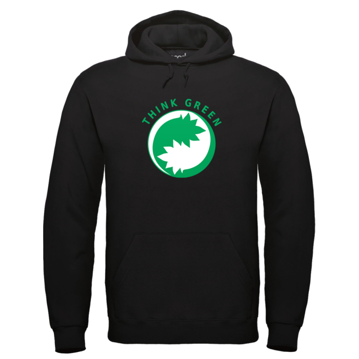 THINK GREEN Hoodie Schwarz Mockup