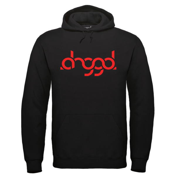 DRGGD Rot Hoodie Schwarz Mockup