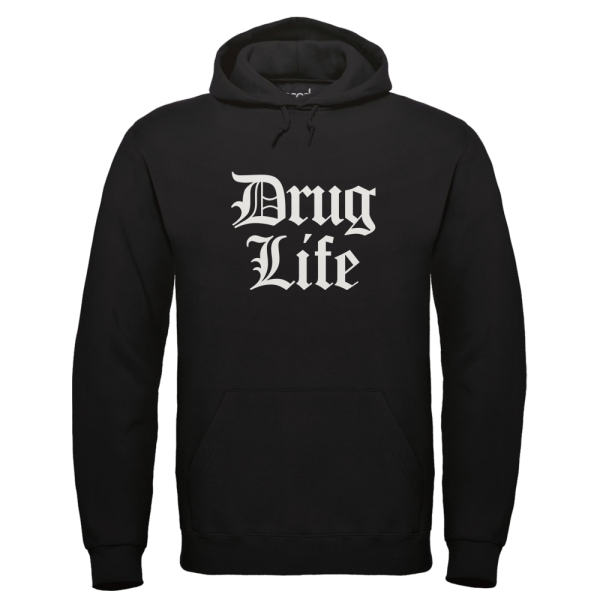 DRUG LIFE Hoodie Schwarz Mockup