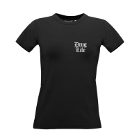 DRUG LIFE klein Shirt Schwarz Frauen Mockup